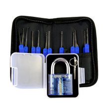 Blau Transparent Praxis Vorhängeschloss mit Leinentasche 15 STÜCKE Lockpicking Werkzeuge Blau Silicon Fall (Combo 6-3)